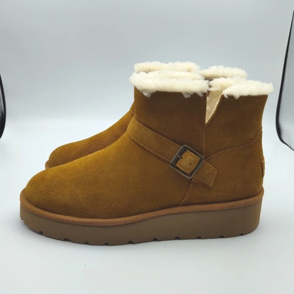 New UGG Koolaburra Suede Wedge Kelissa Mini Winter Boot In Tan 🤎 Size 10_6
